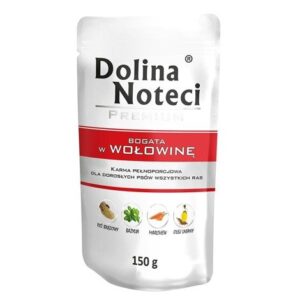 Mokra karma dla psa Dolina Noteci Premium bogata w wołowinę 150g