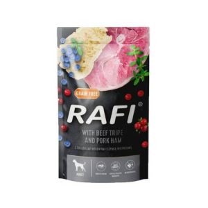 Mokra karma dla psa Rafi z żołądkami wołowymi i szynką 500g