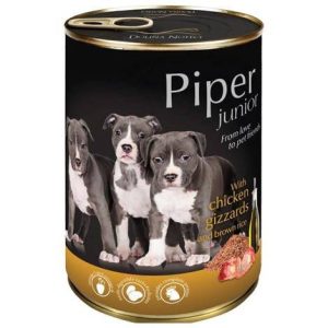 Piper Animals Mokra karma dla psa junior Piper z żołądkami kurczaka i ryżem 400 g