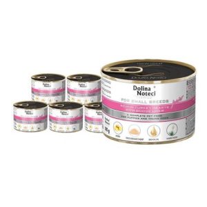 Mokra karma dla psów junior małych ras Dolina Noteci Premium bogata w serca z indyka z wątróbką z gęsi 185 g