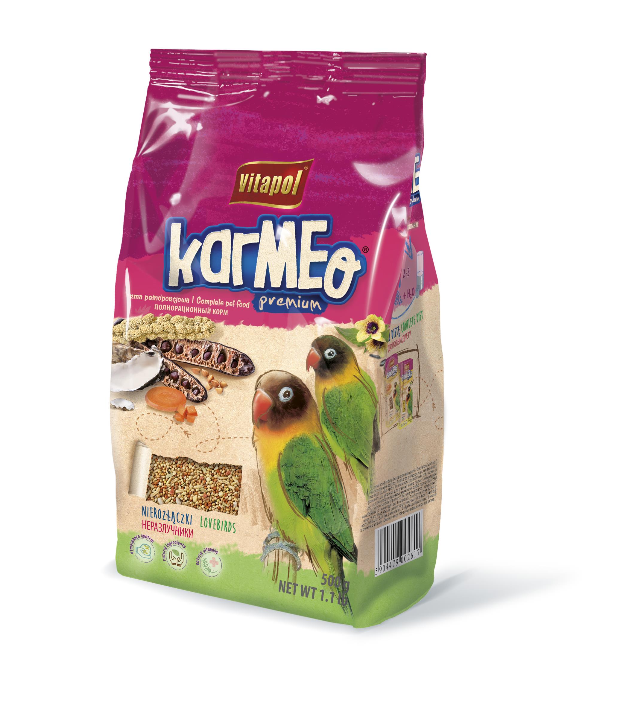 Karmeo karma pełnoporcjowa dla papużek nierozłączek 500g